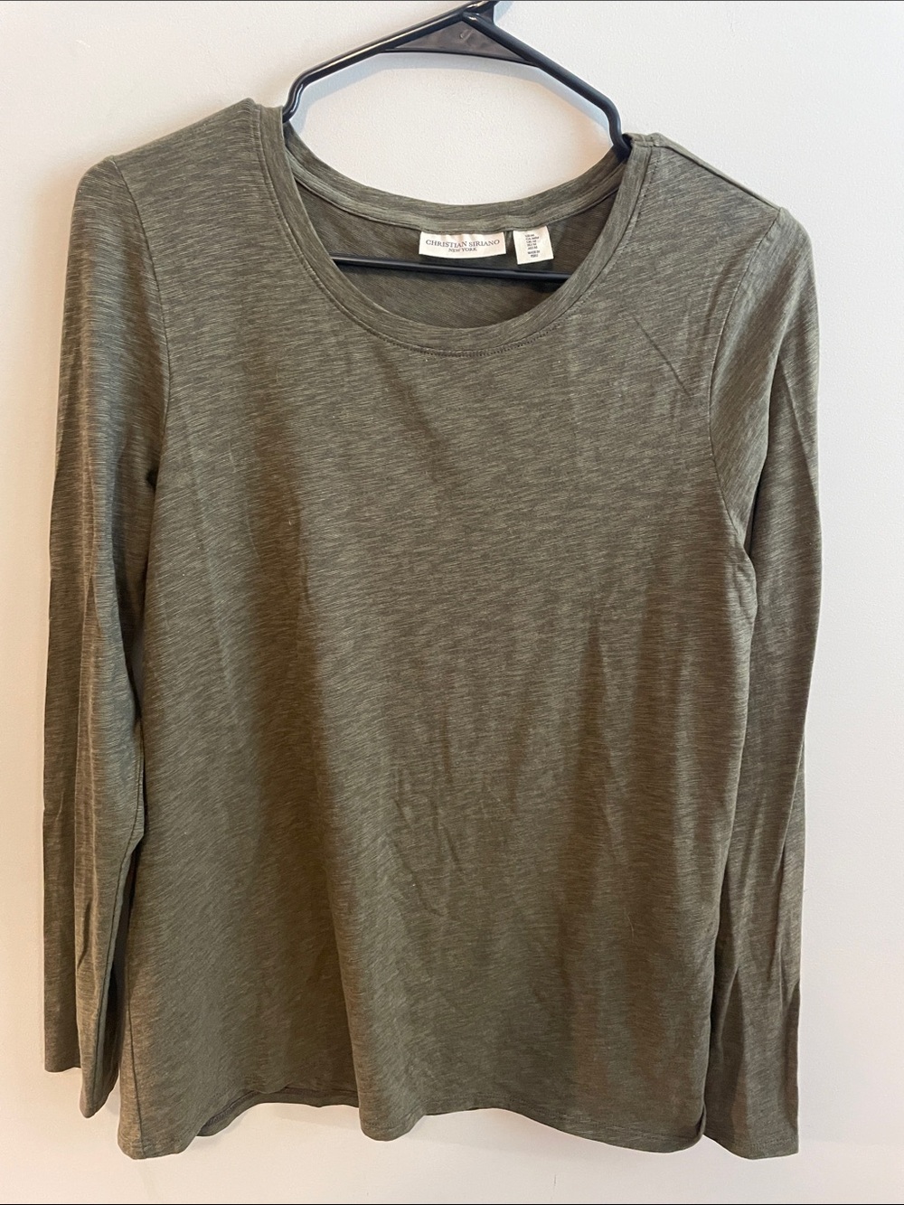 Christian Siriano Olive Long Sleeve Crewneck Tee